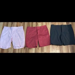 THREE J. Crew 9 inch seam, 33 waist shorts